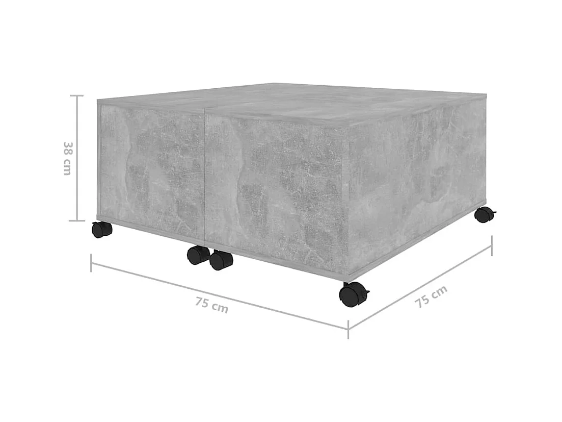 Mesa de centro madera contrachapada gris hormigón 75x75x38 cm