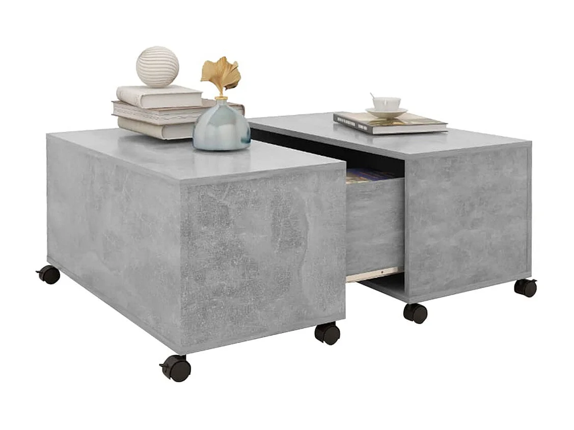 Mesa de centro madera contrachapada gris hormigón 75x75x38 cm