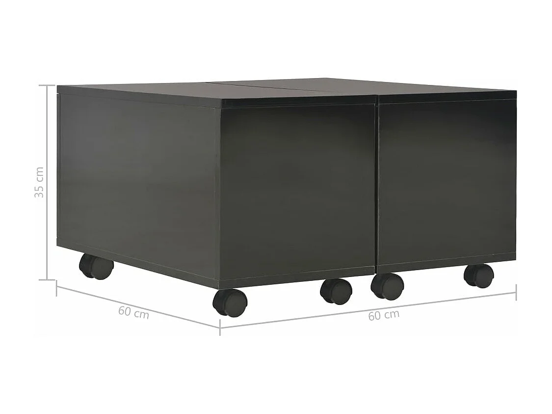 Table basse Noir brillant 60x60x35 cm Aggloméré