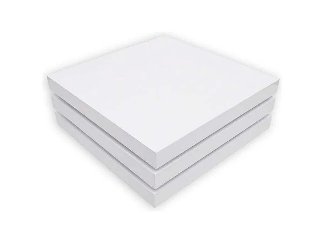 Table basse 3 étagères blanc brillant