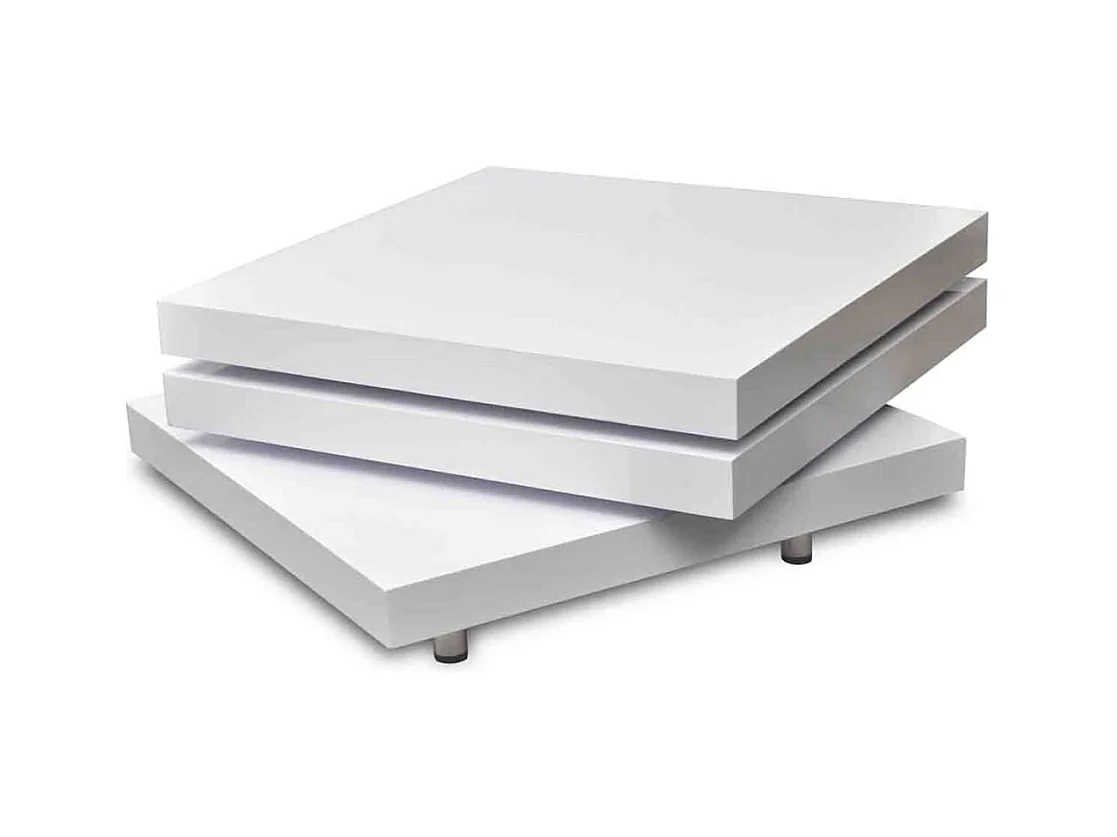 Table basse 3 étagères blanc brillant