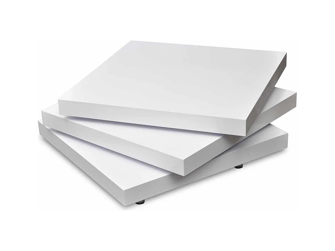 Table basse 3 étagères blanc brillant