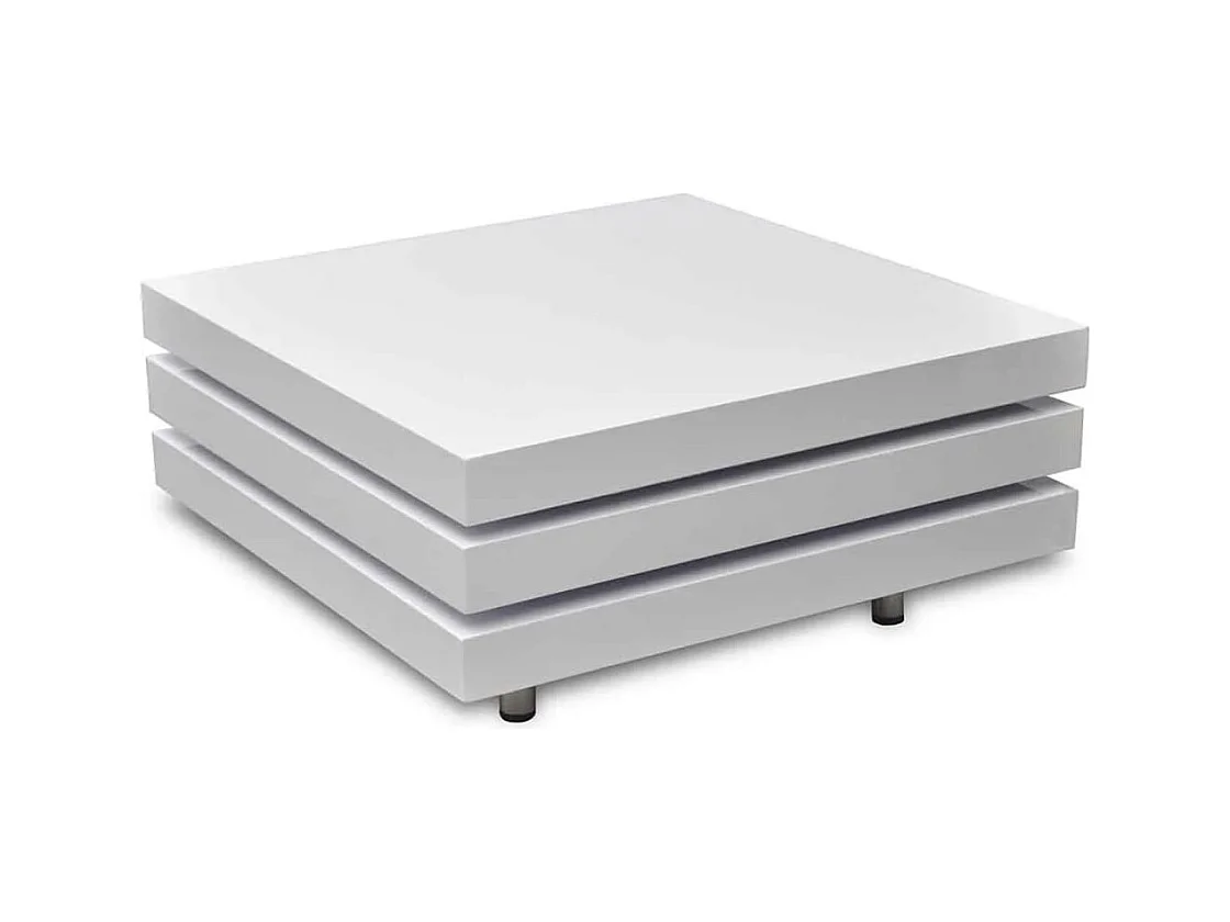 Table basse 3 étagères blanc brillant