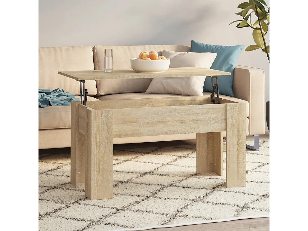 Mesa de centro madera contrachapada roble Sonoma 101x49x52 cm