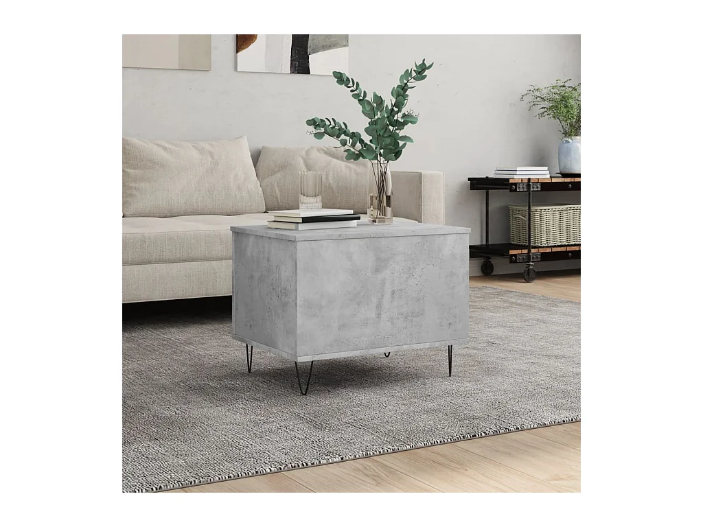 Mesa de centro madera contrachapada gris hormigón 60x44,5x45 cm