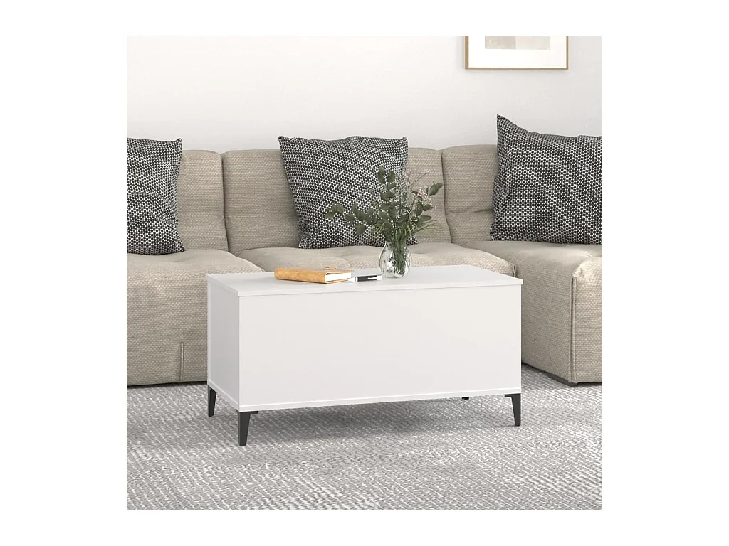 Table basse Blanc 90x44,5x45 cm Bois d'ingénierie