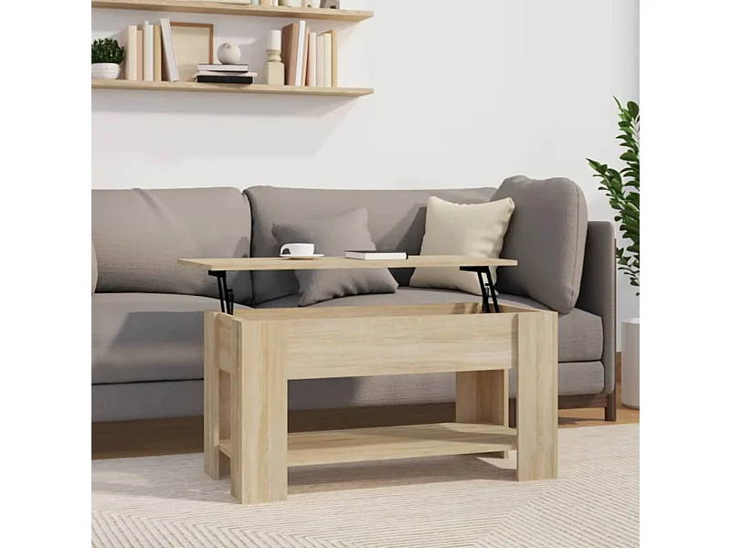 Mesa de centro madera contrachapada roble Sonoma 101x49x52 cm