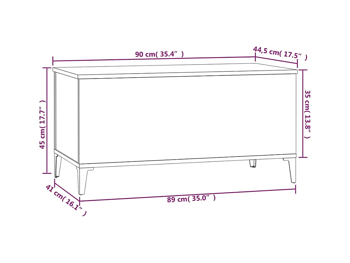 Table basse Blanc brillant 90x44,5x45 cm Bois d'ingénierie