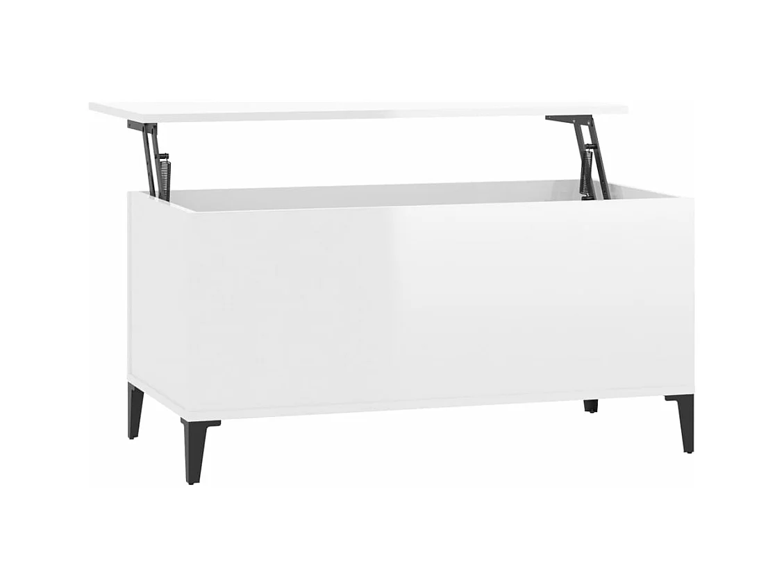 Table basse Blanc brillant 90x44,5x45 cm Bois d'ingénierie