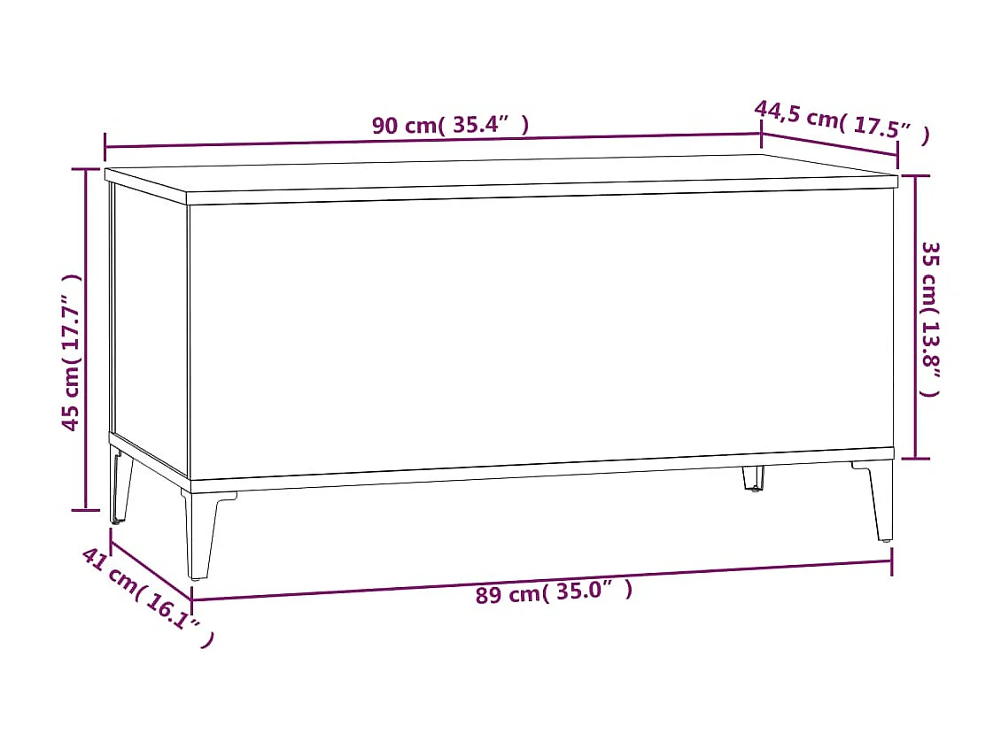 Table basse Blanc brillant 90x44,5x45 cm Bois d'ingénierie
