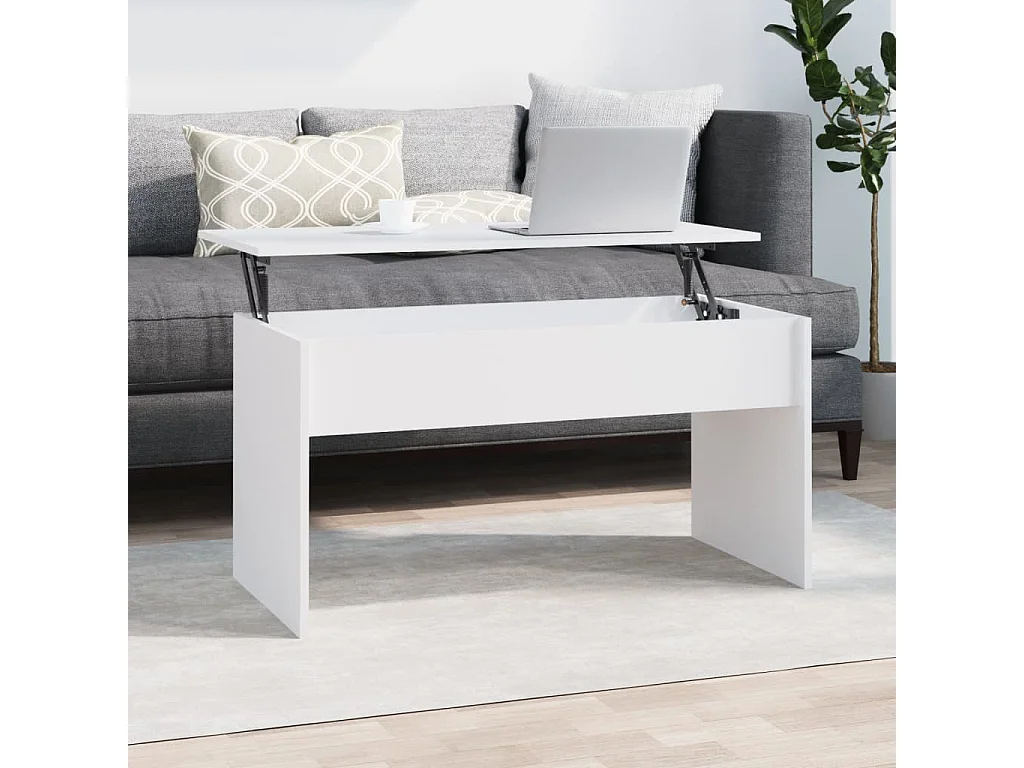 Mesa de centro madera contrachapada blanco 102x50,5x52,5x cm