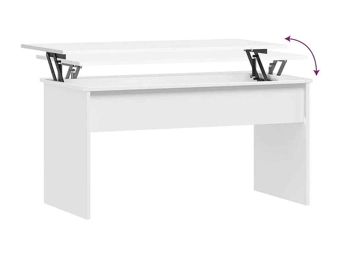 Mesa de centro madera contrachapada blanco 102x50,5x52,5x cm