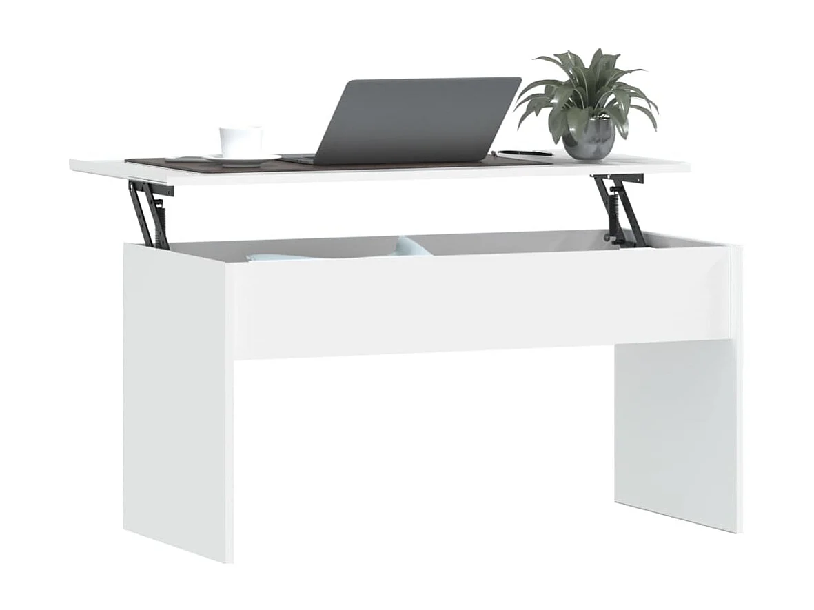 Mesa de centro madera contrachapada blanco 102x50,5x52,5x cm