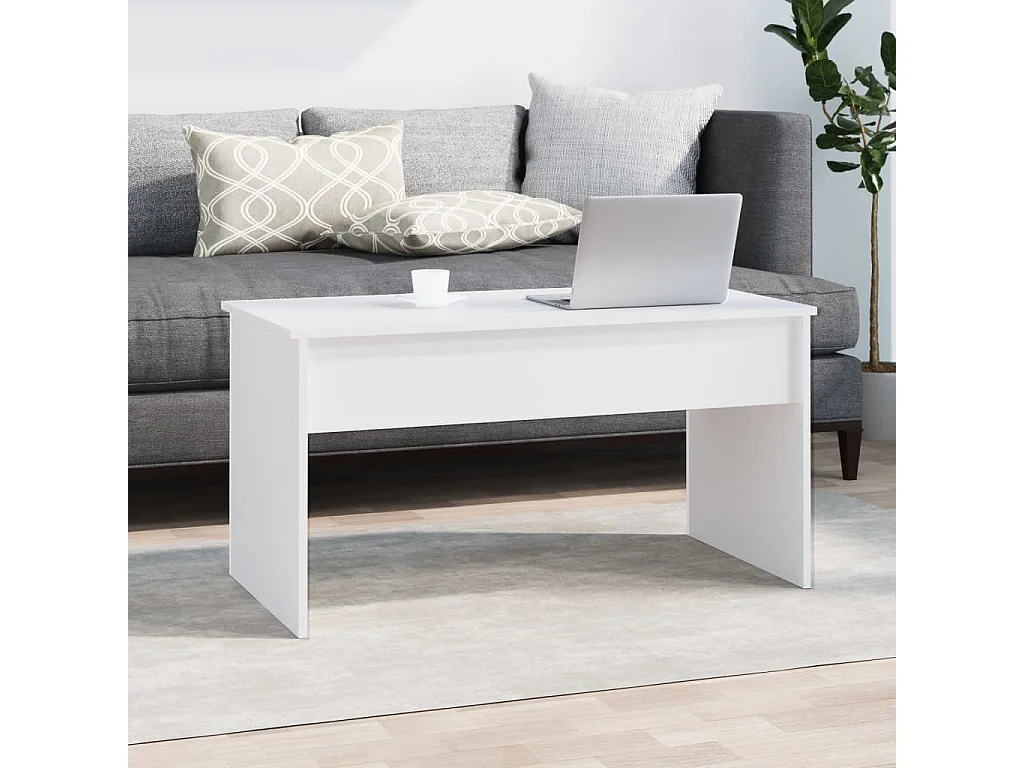 Mesa de centro madera contrachapada blanco 102x50,5x52,5x cm