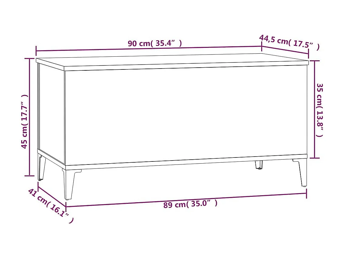 Table basse Gris béton 90x44,5x45 cm Bois d'ingénierie
