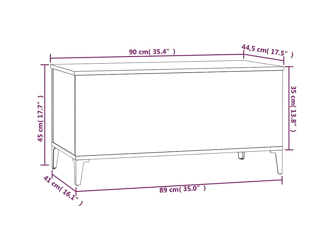 Table basse Gris béton 90x44,5x45 cm Bois d'ingénierie