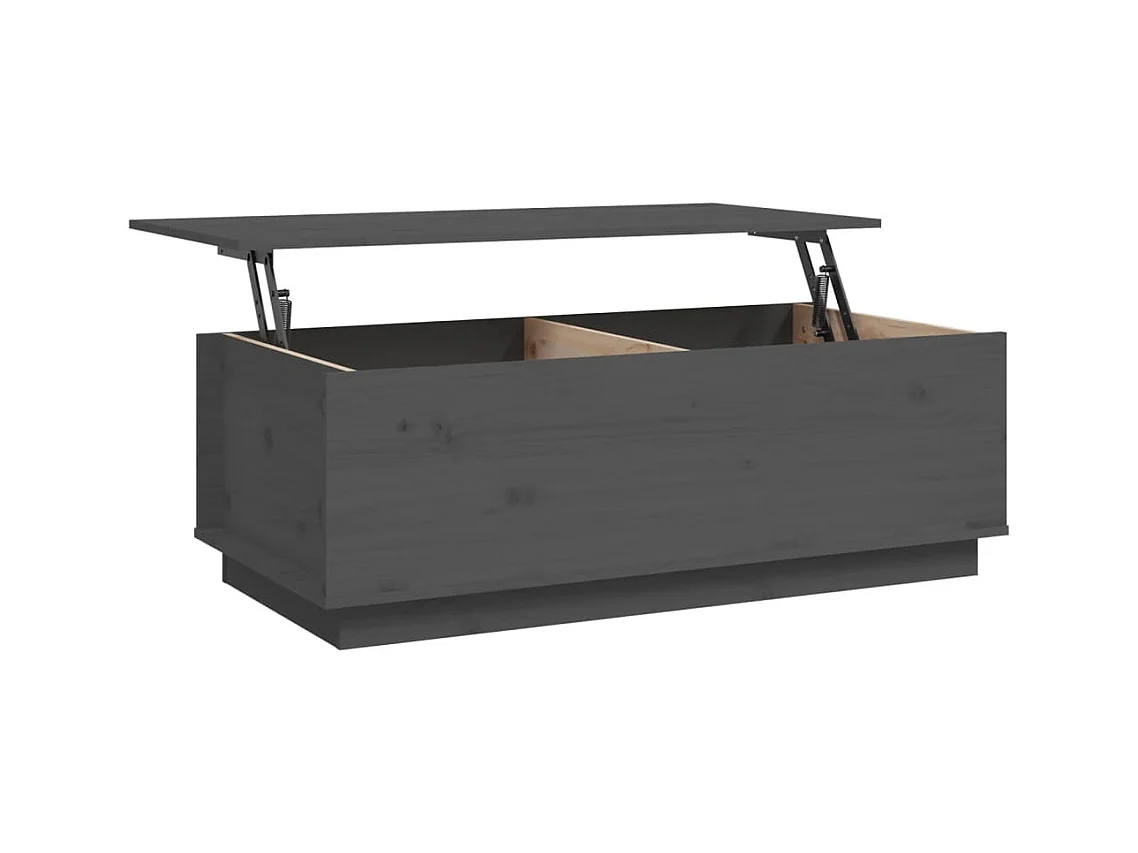 Mesa de centro de madera maciza de pino gris 100x50x35 cm