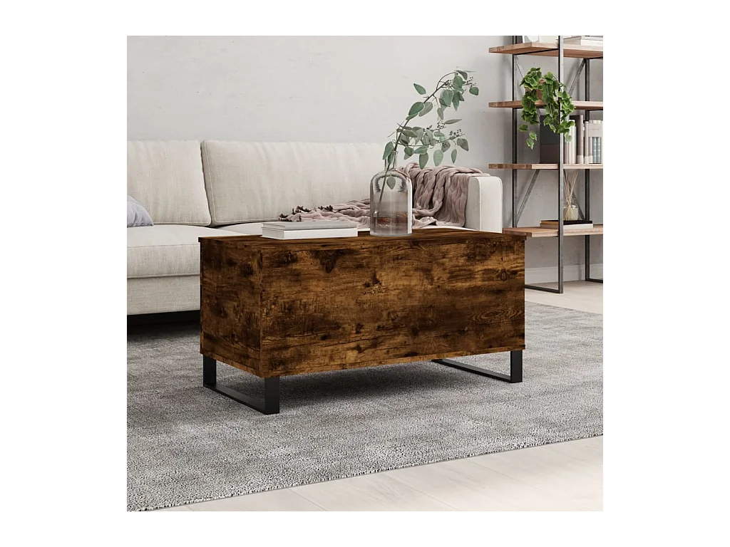 Table basse Chêne fumé 90x44,5x45 cm Bois d'ingénierie