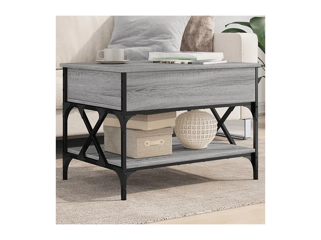 Table basse sonoma gris 70x50x50 cm bois d'ingénierie et métal