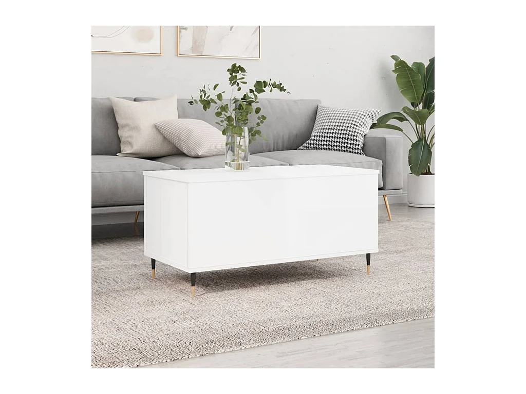 Table basse Blanc brillant 90x44,5x45 cm Bois d'ingénierie