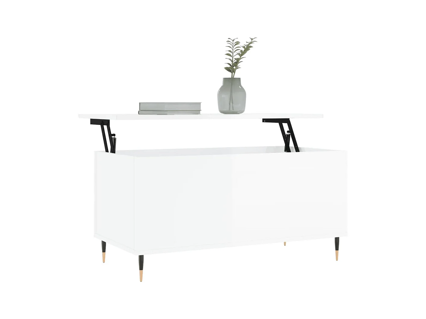 Table basse Blanc brillant 90x44,5x45 cm Bois d'ingénierie