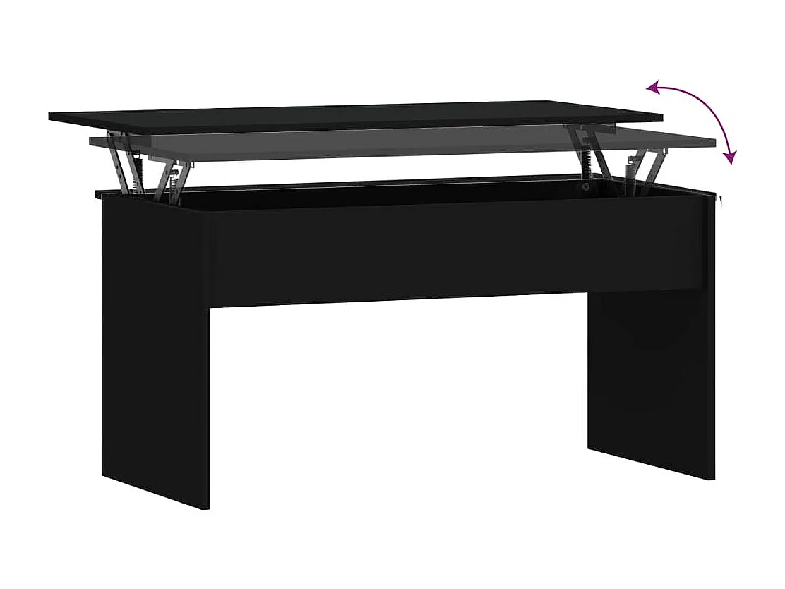 Mesa de centro madera contrachapada negra 102x50,5x52,5 cm