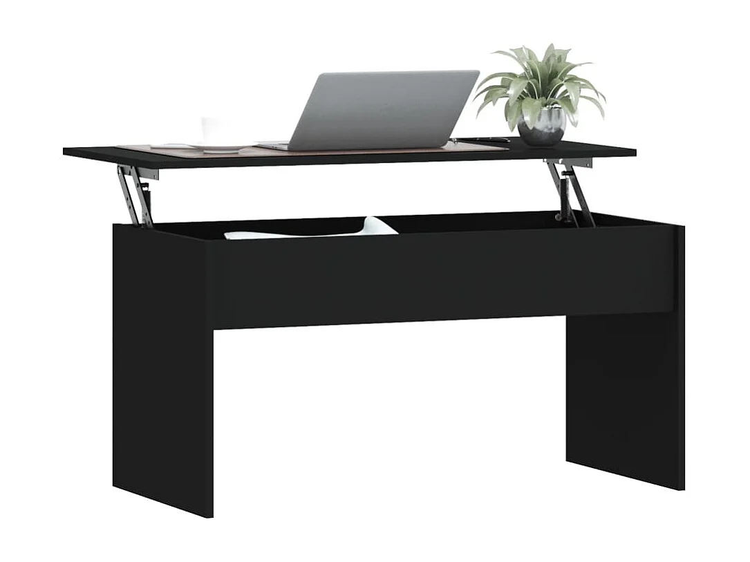 Mesa de centro madera contrachapada negra 102x50,5x52,5 cm