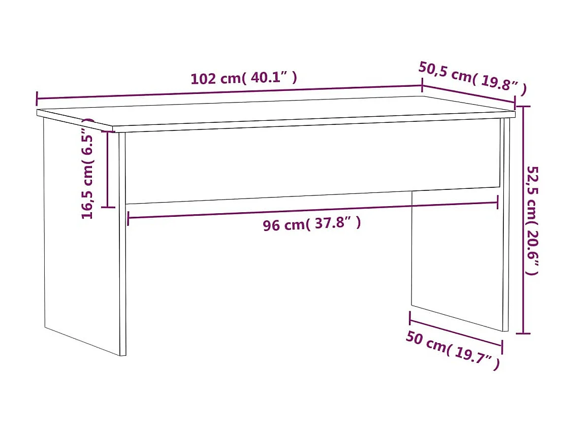 Mesa de centro madera contrachapada negra 102x50,5x52,5 cm
