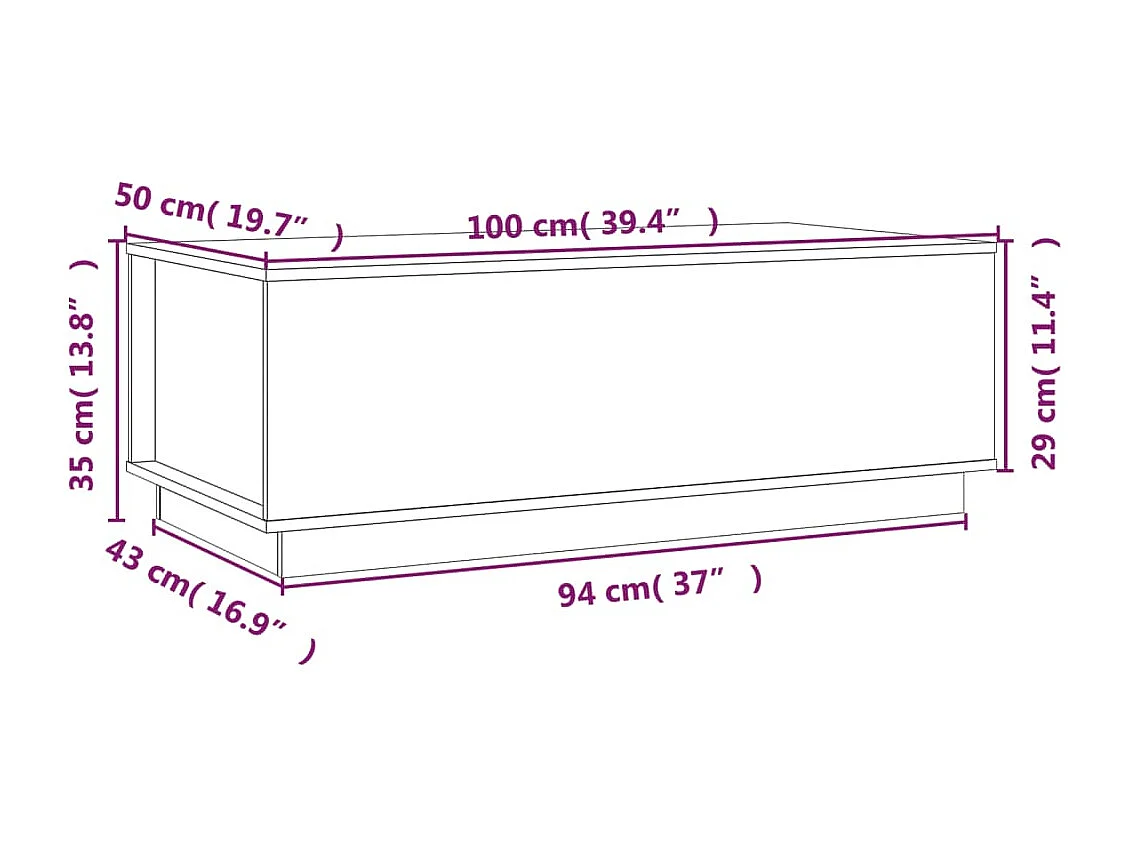 Salontafel 100x50x35 cm massief grenenhout wit