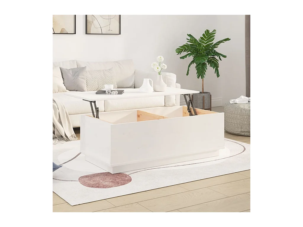 Table basse Blanc 100x50x35 cm Bois massif de pin