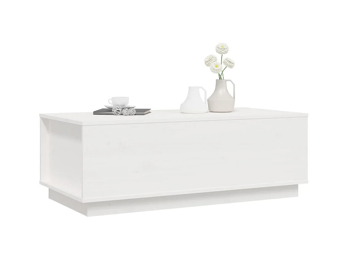 Table basse Blanc 100x50x35 cm Bois massif de pin