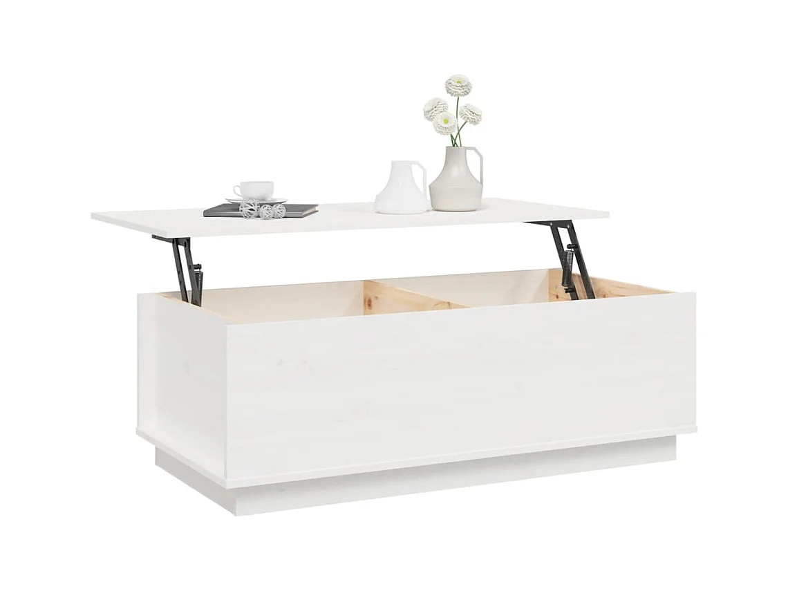 Table basse Blanc 100x50x35 cm Bois massif de pin
