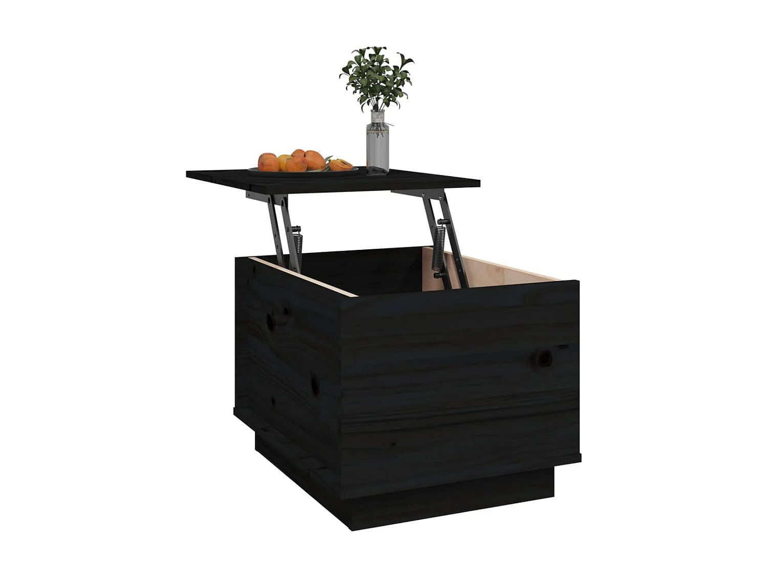 Table basse Noir 40x50x35 cm Bois massif de pin