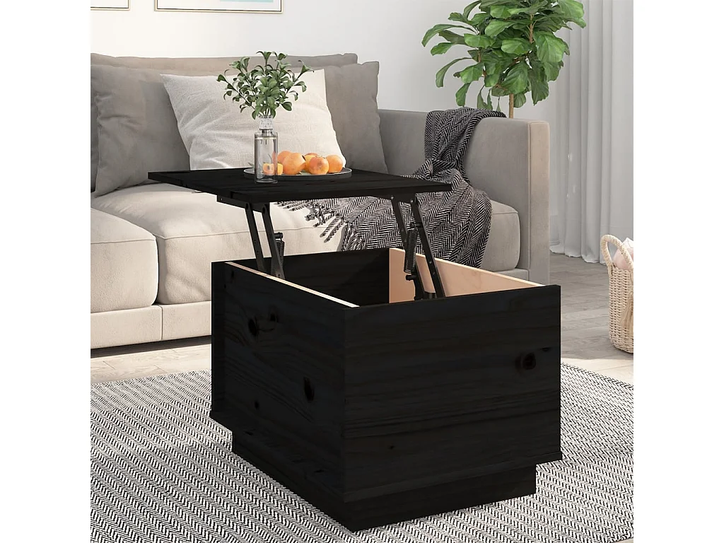 Salontafel 40x50x35 cm massief grenenhout zwart