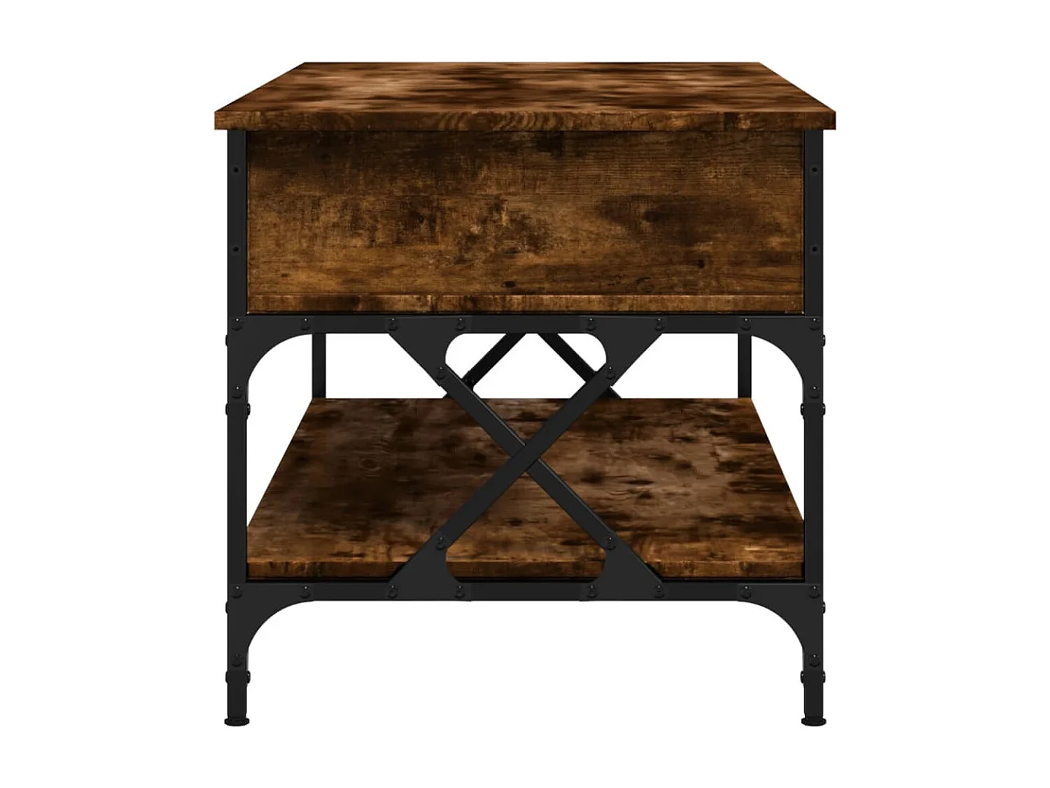 Table basse chêne fumé 100x50x50 cm bois d'ingénierie et métal