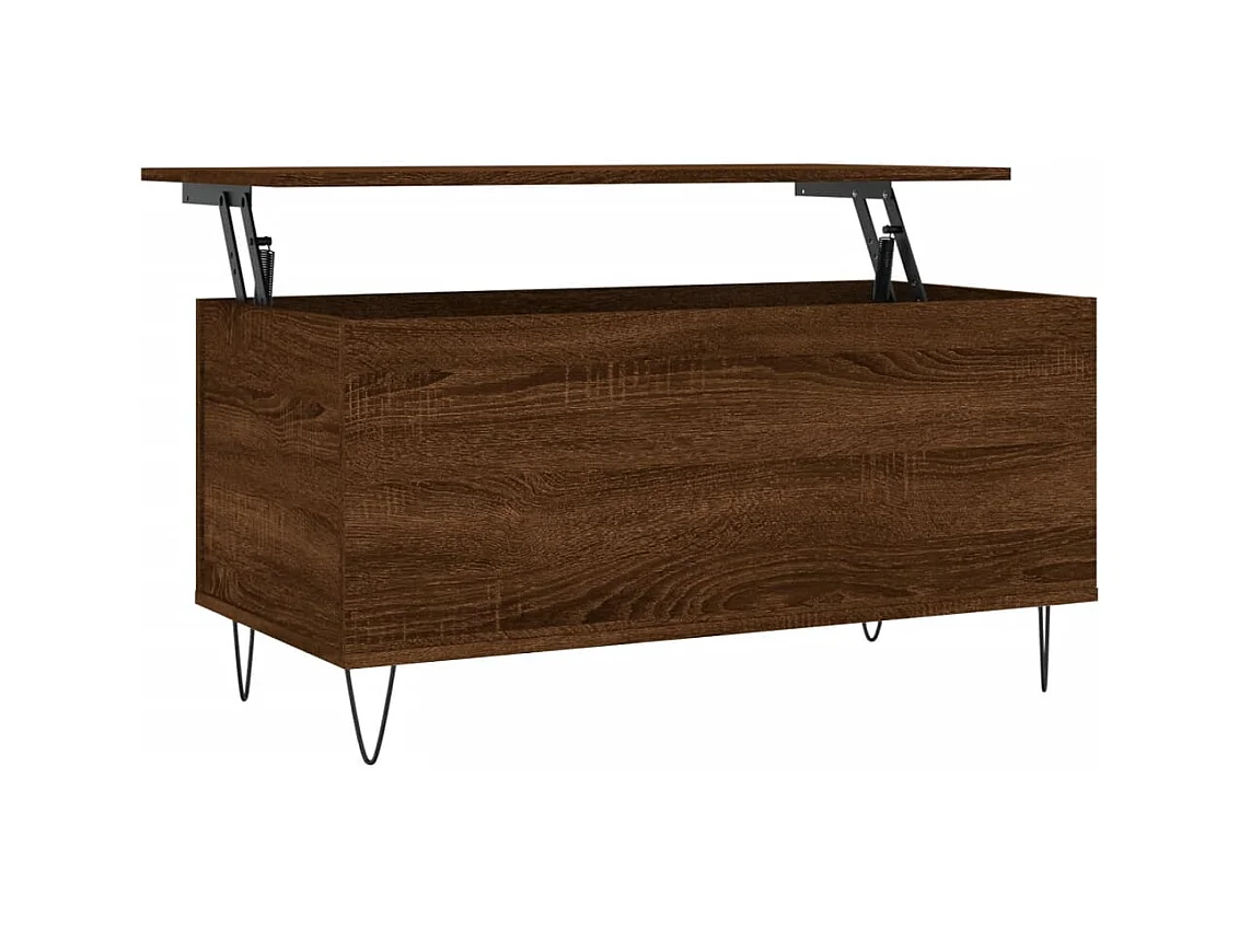 Mesa de centro madera contrachapada roble marrón 90x44,5x45 cm