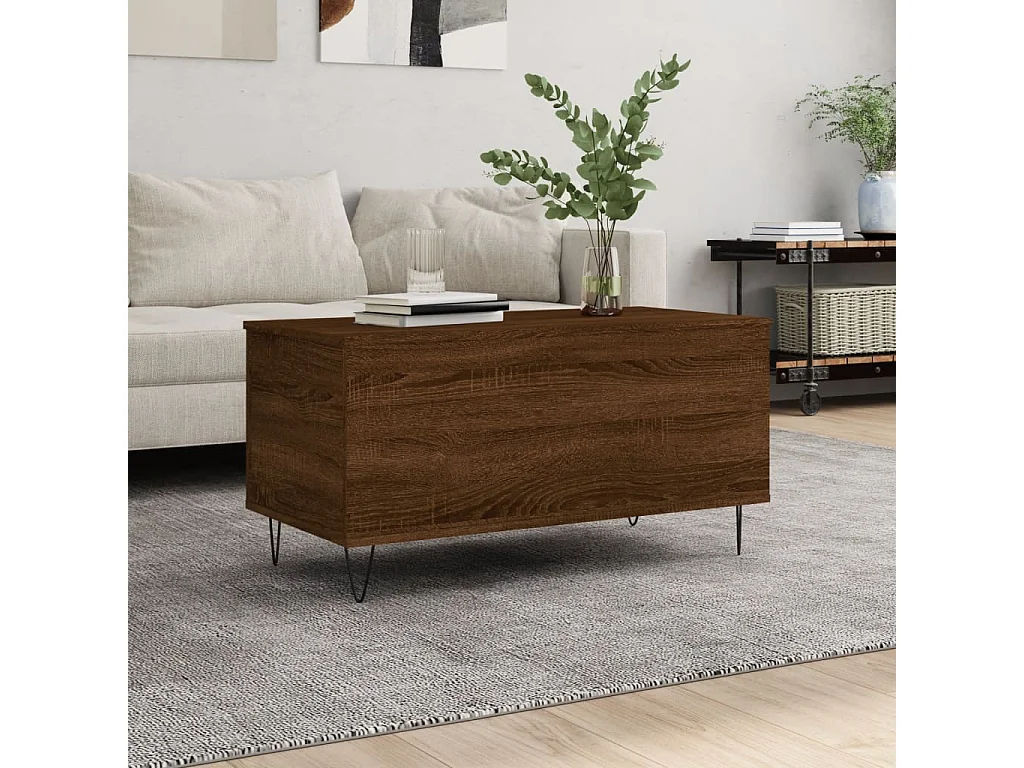 Mesa de centro madera contrachapada roble marrón 90x44,5x45 cm