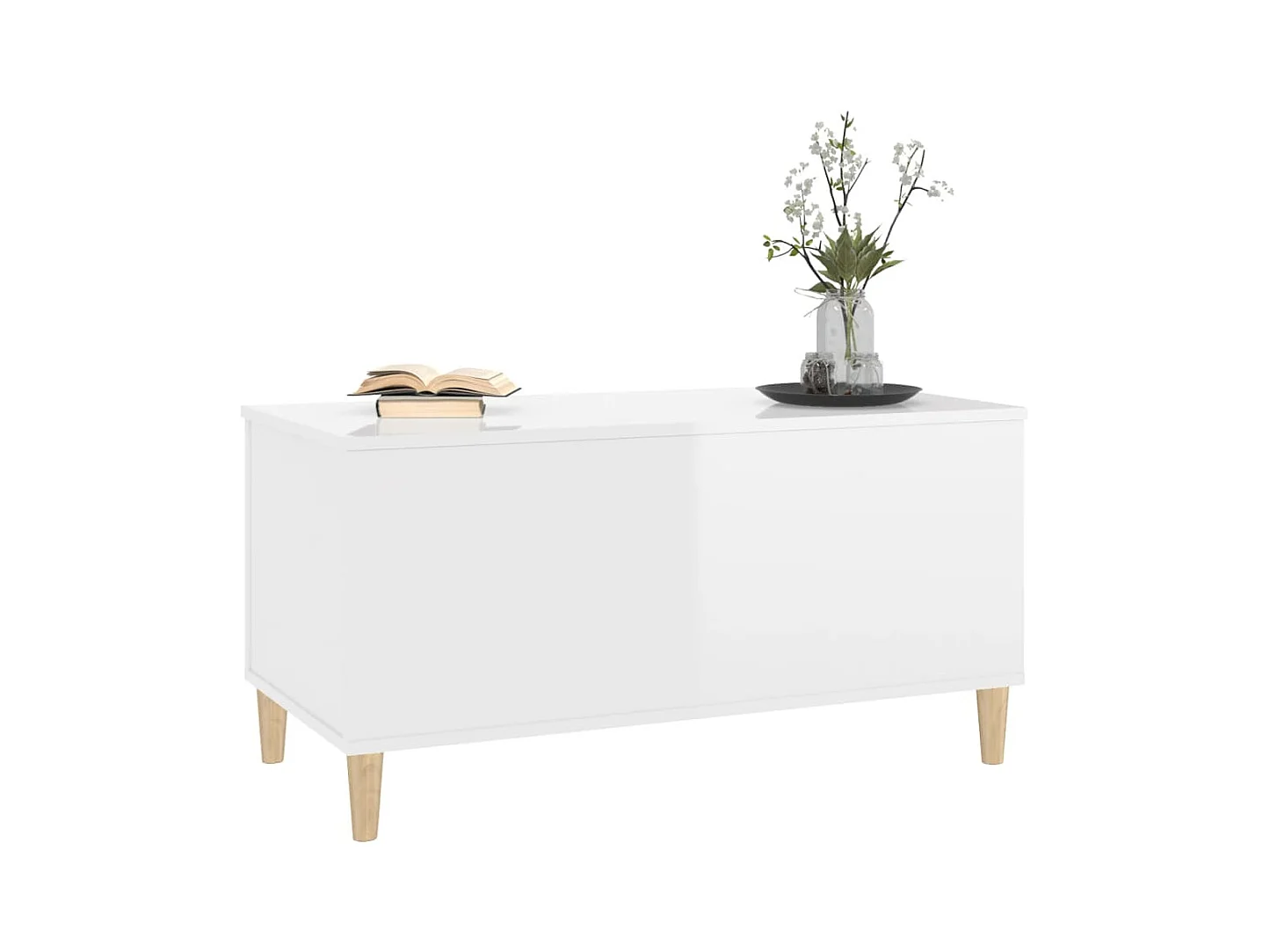 Table basse Blanc brillant 90x44,5x45 cm Bois d'ingénierie