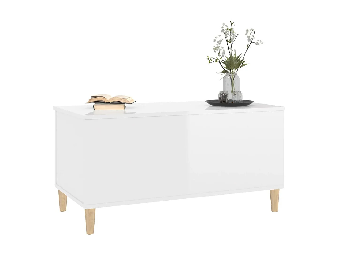 Table basse Blanc brillant 90x44,5x45 cm Bois d'ingénierie