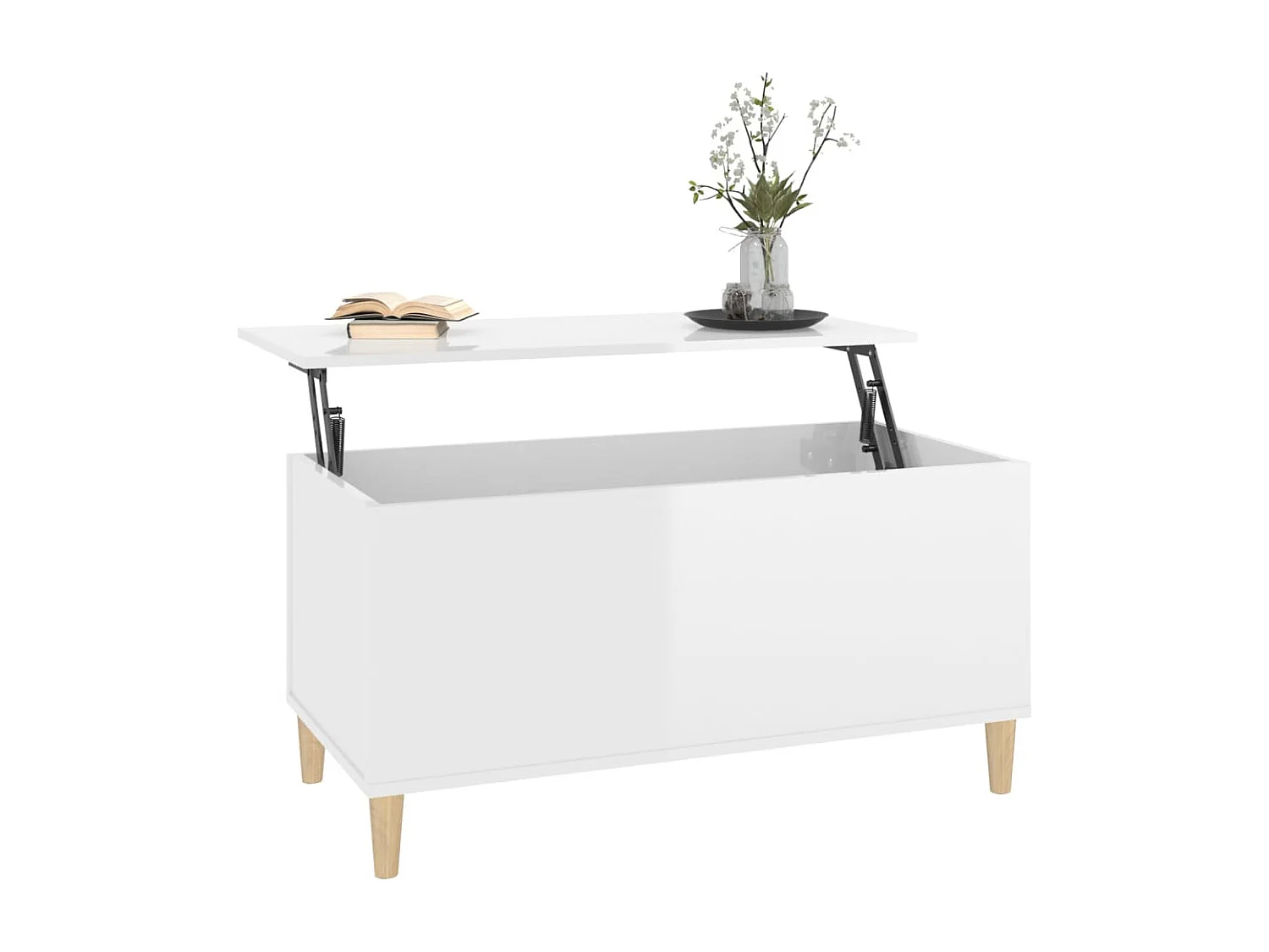 Table basse Blanc brillant 90x44,5x45 cm Bois d'ingénierie