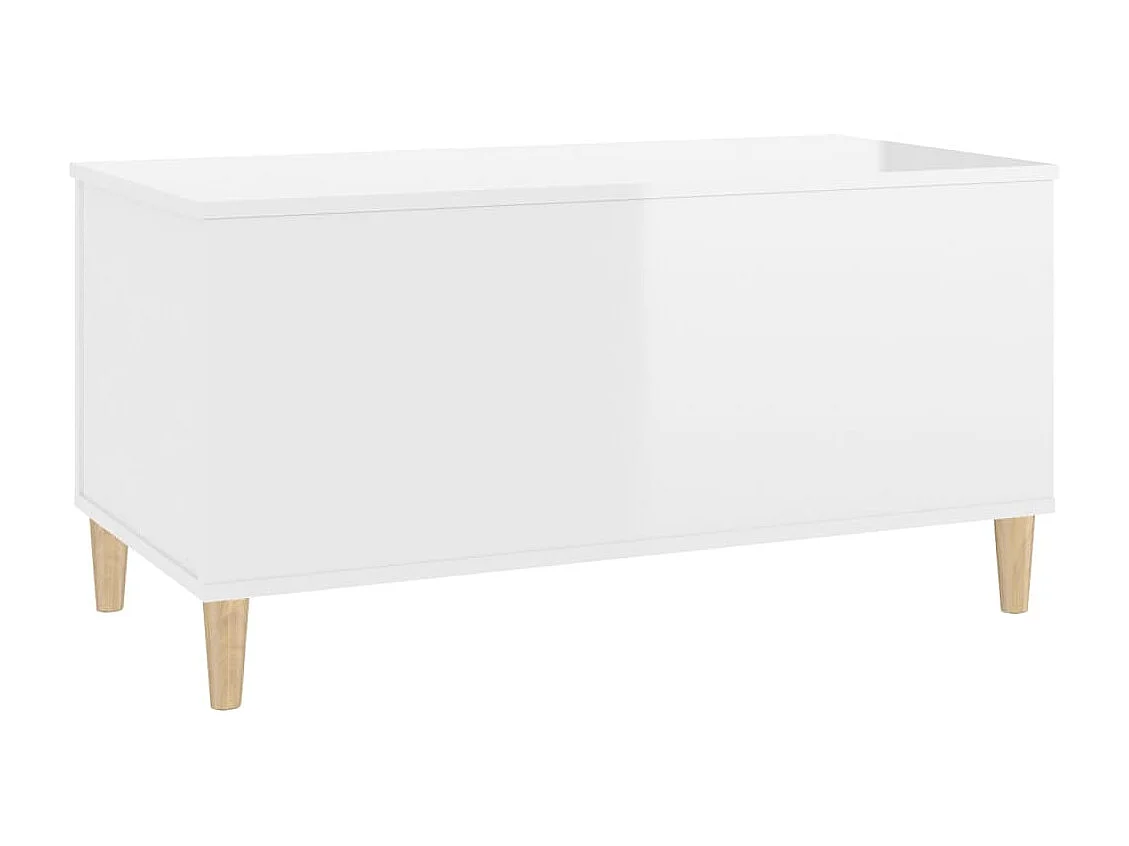 Table basse Blanc brillant 90x44,5x45 cm Bois d'ingénierie