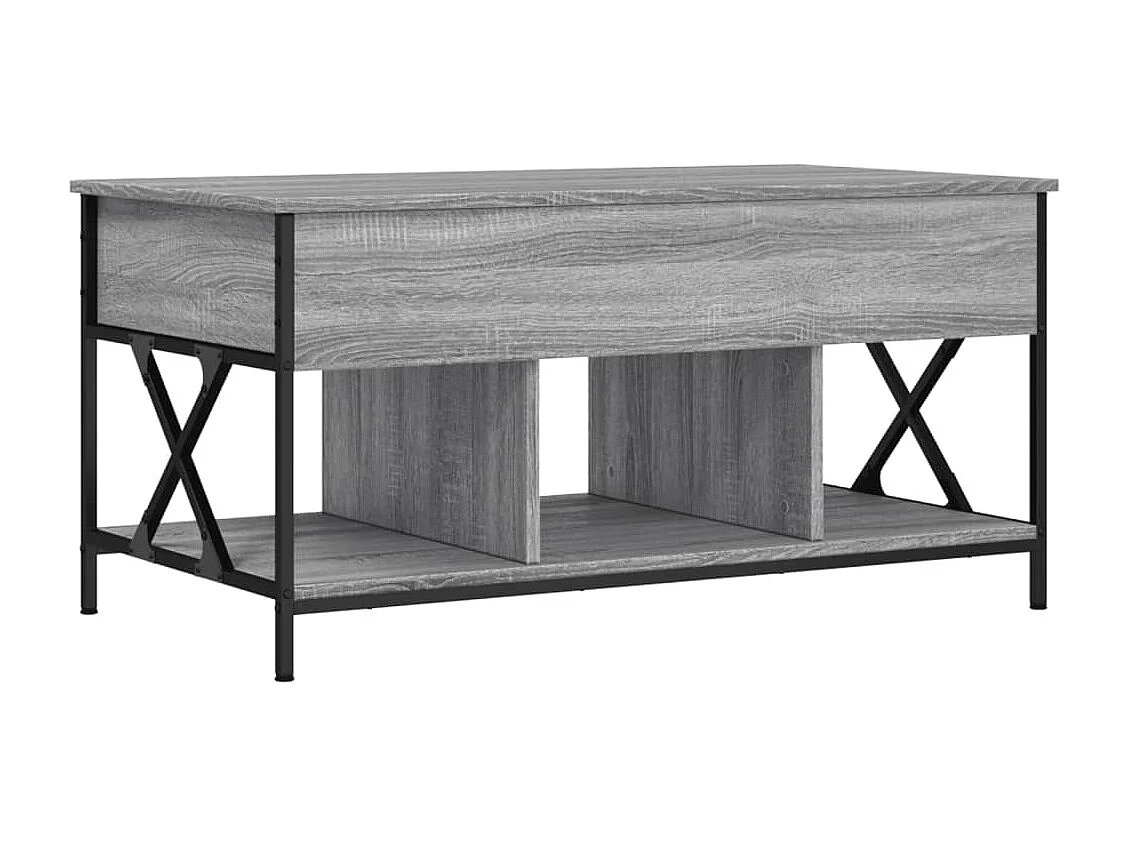 Table basse sonoma gris 100x55x50 cm bois d'ingénierie et métal