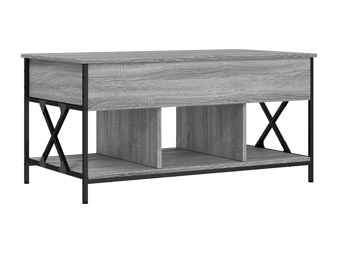 Table basse sonoma gris 100x55x50 cm bois d'ingénierie et métal