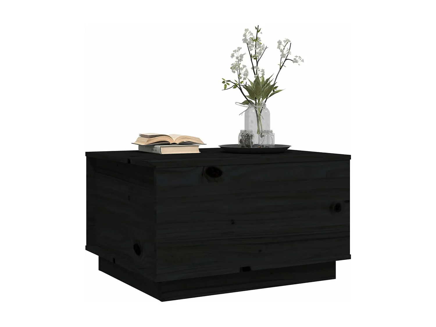 Mesa de centro de madera maciza de pino negro 60x50x35 cm