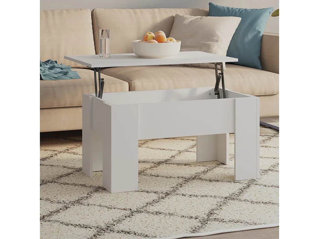 Mesa de centro madera contrachapada blanco 79x49x41 cm