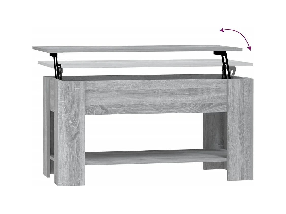Mesa de centro madera contrachapada gris Sonoma 101x49x52 cm