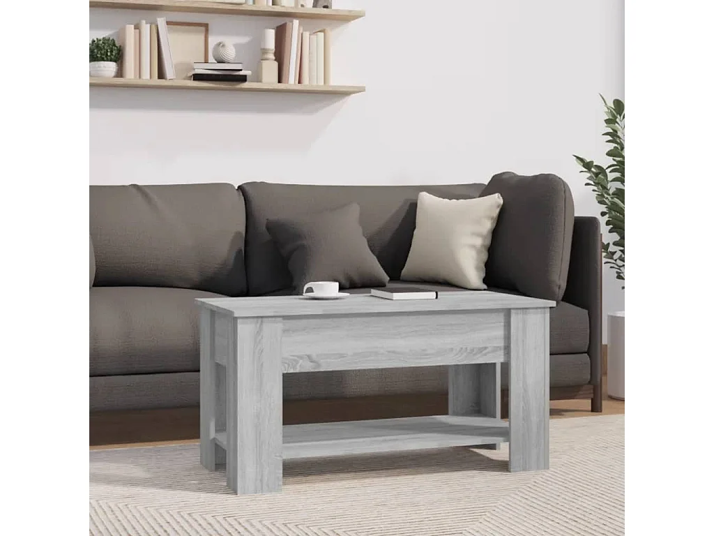 Mesa de centro madera contrachapada gris Sonoma 101x49x52 cm