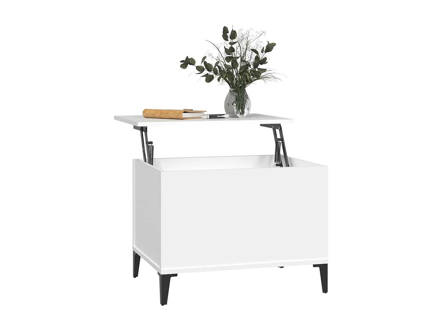 Mesa de centro madera contrachapada blanco 60x44,5x45 cm