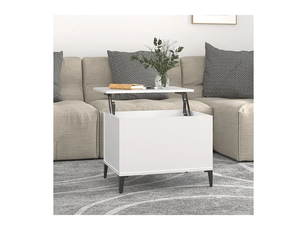Table basse Blanc 60x44,5x45 cm Bois d'ingénierie