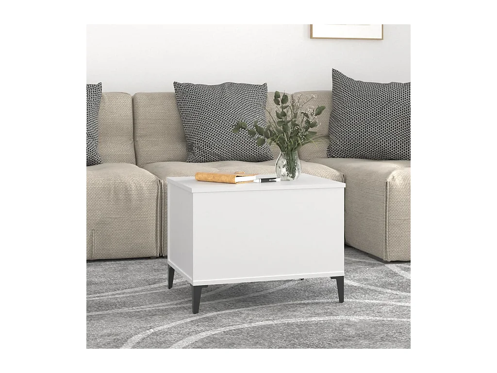 Table basse Blanc 60x44,5x45 cm Bois d'ingénierie